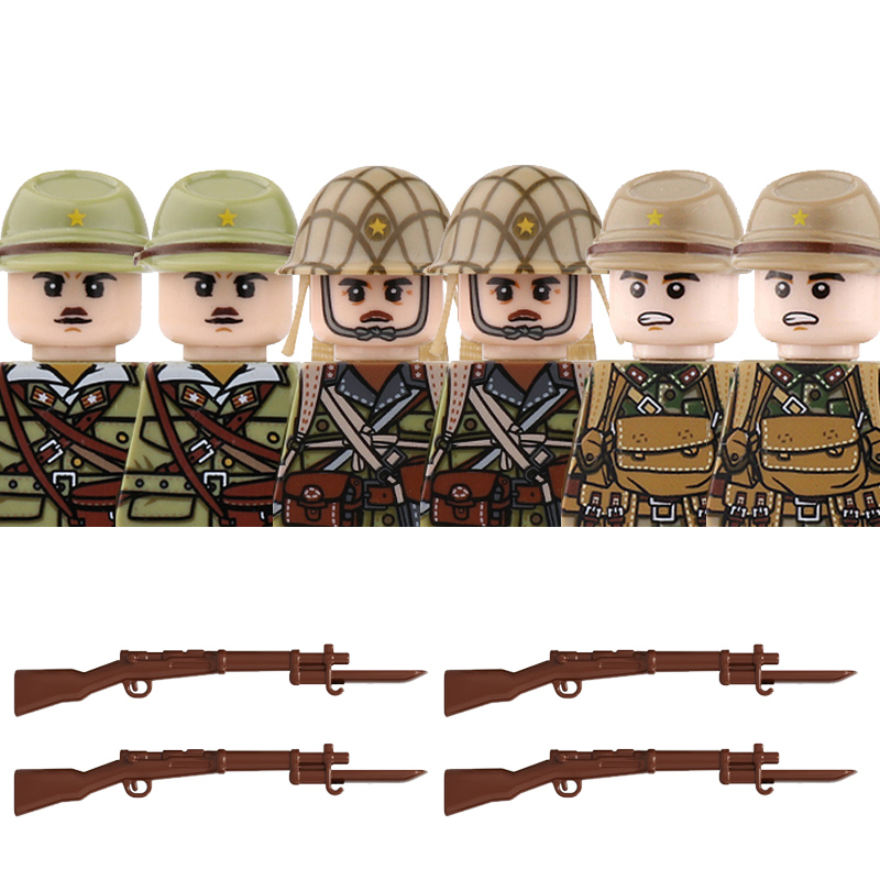 Lego Minifigure Holder - Figurine di Soldati Giapponesi della Fanteria